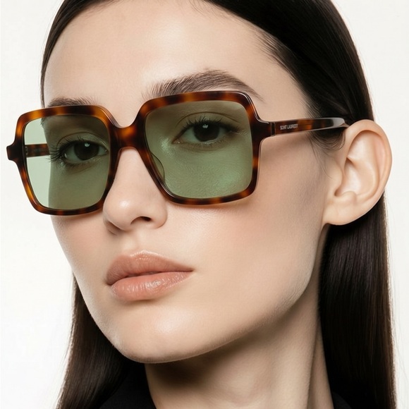 New Authentic Tortoise Square Sunglasses with Black Case SL 174 002 main image 10